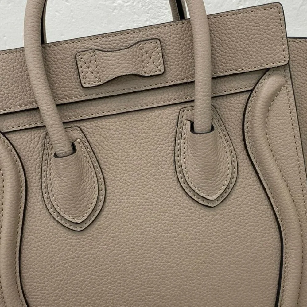 Celine Taupe Pebbled Leather Micro Luggage Crossbody - Picture 7 of 9